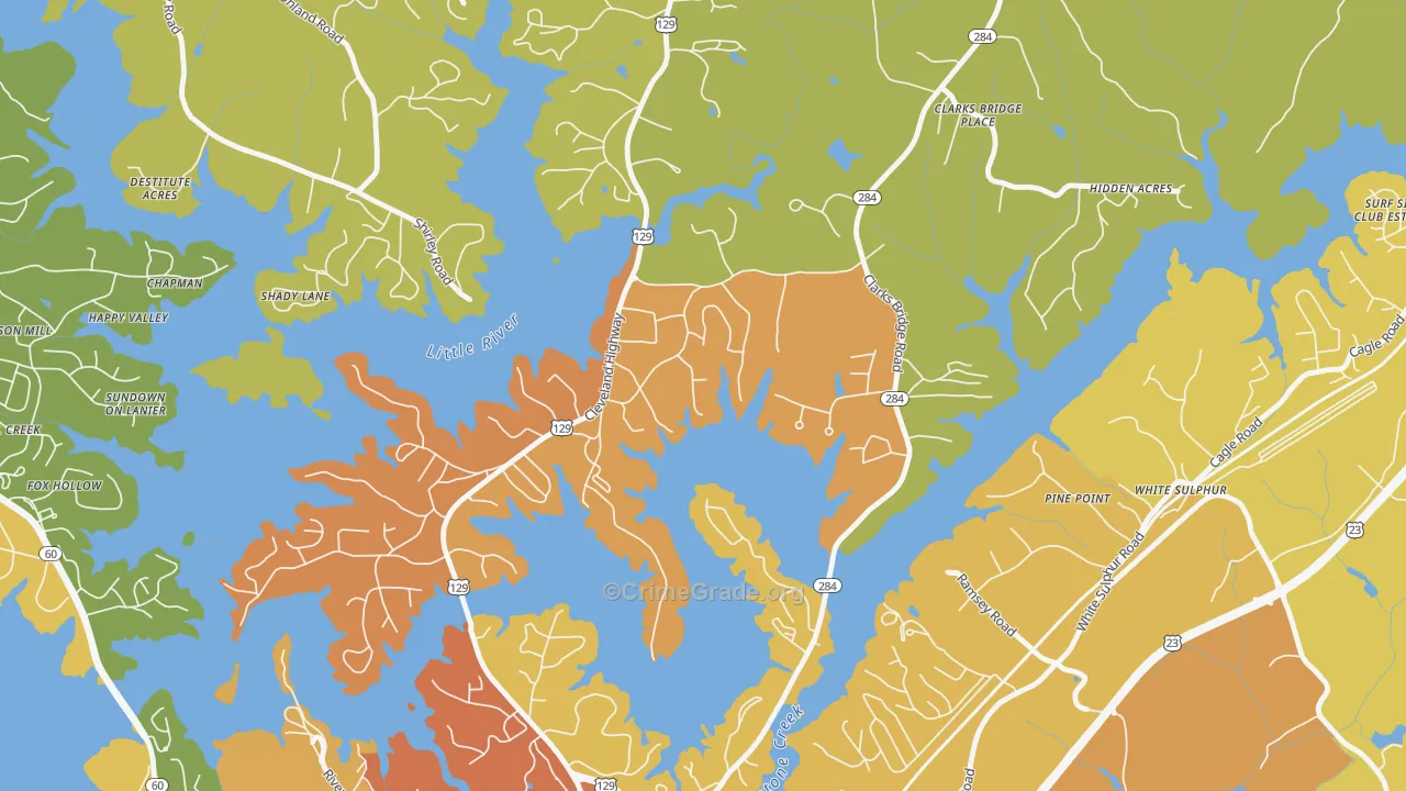 Sunset Heights, GA Map of Burglary Rates