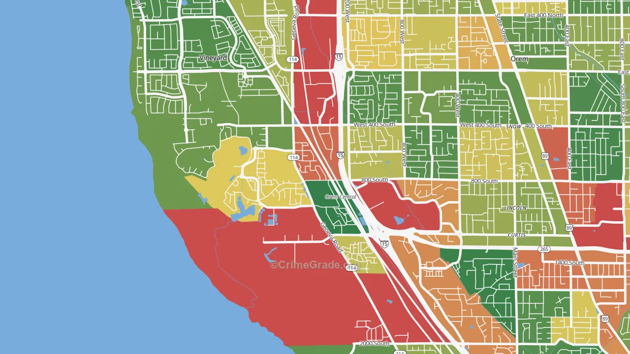 Sunset Heights, Orem, UT Map of Burglary Rates