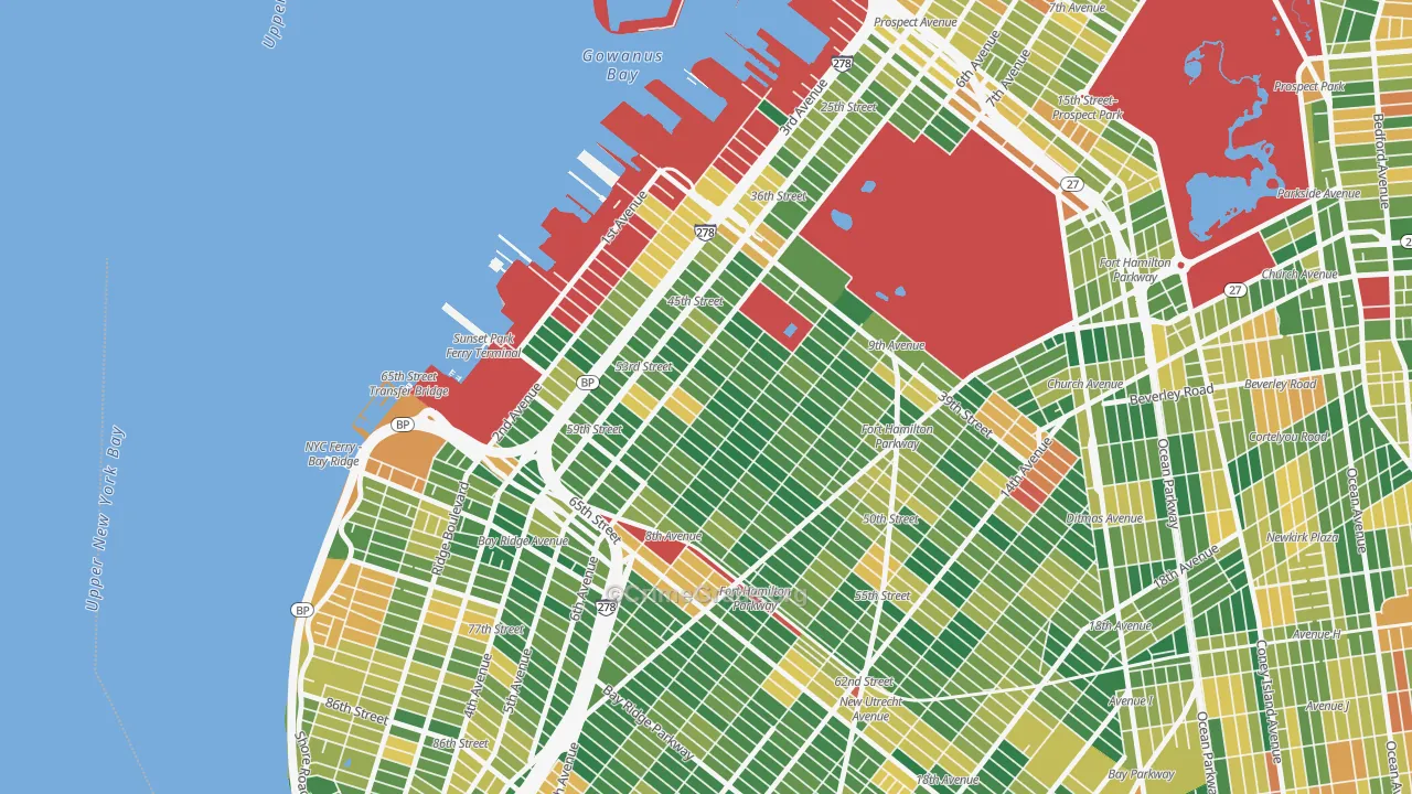 Sunset Park, Brooklyn, NY Map of Burglary Rates