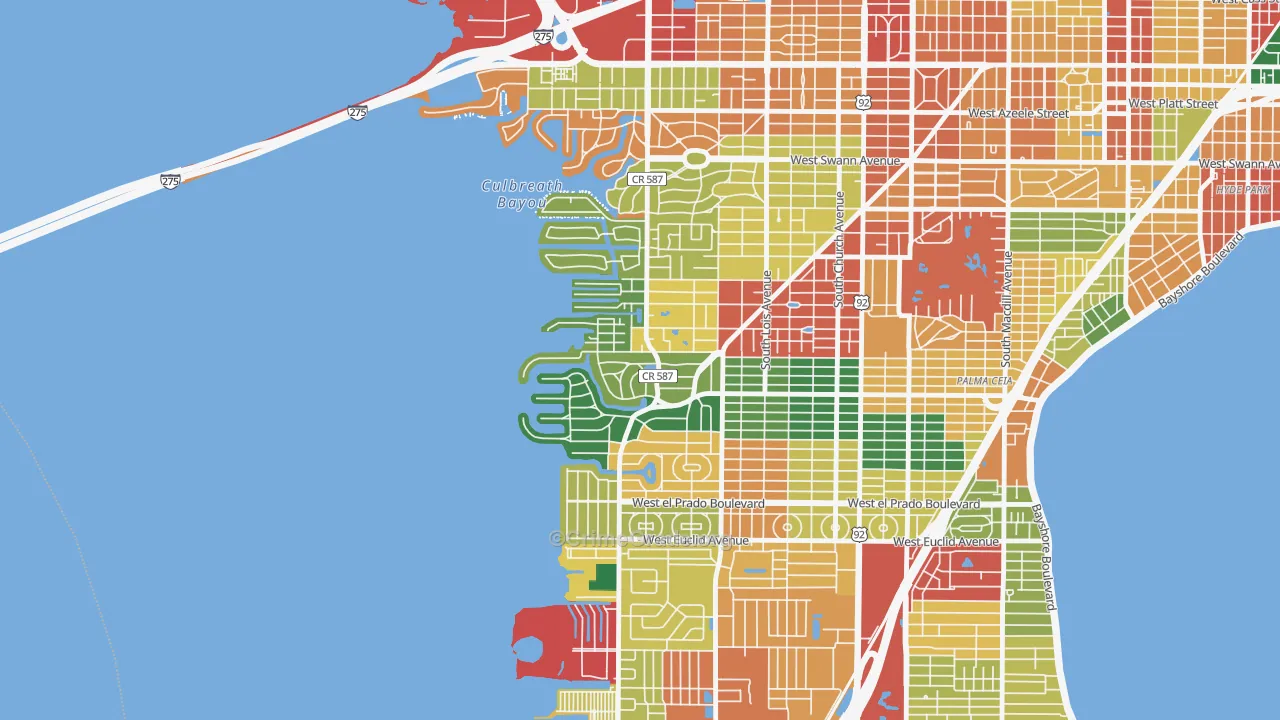 Sunset Park, Tampa, FL Map of Burglary Rates