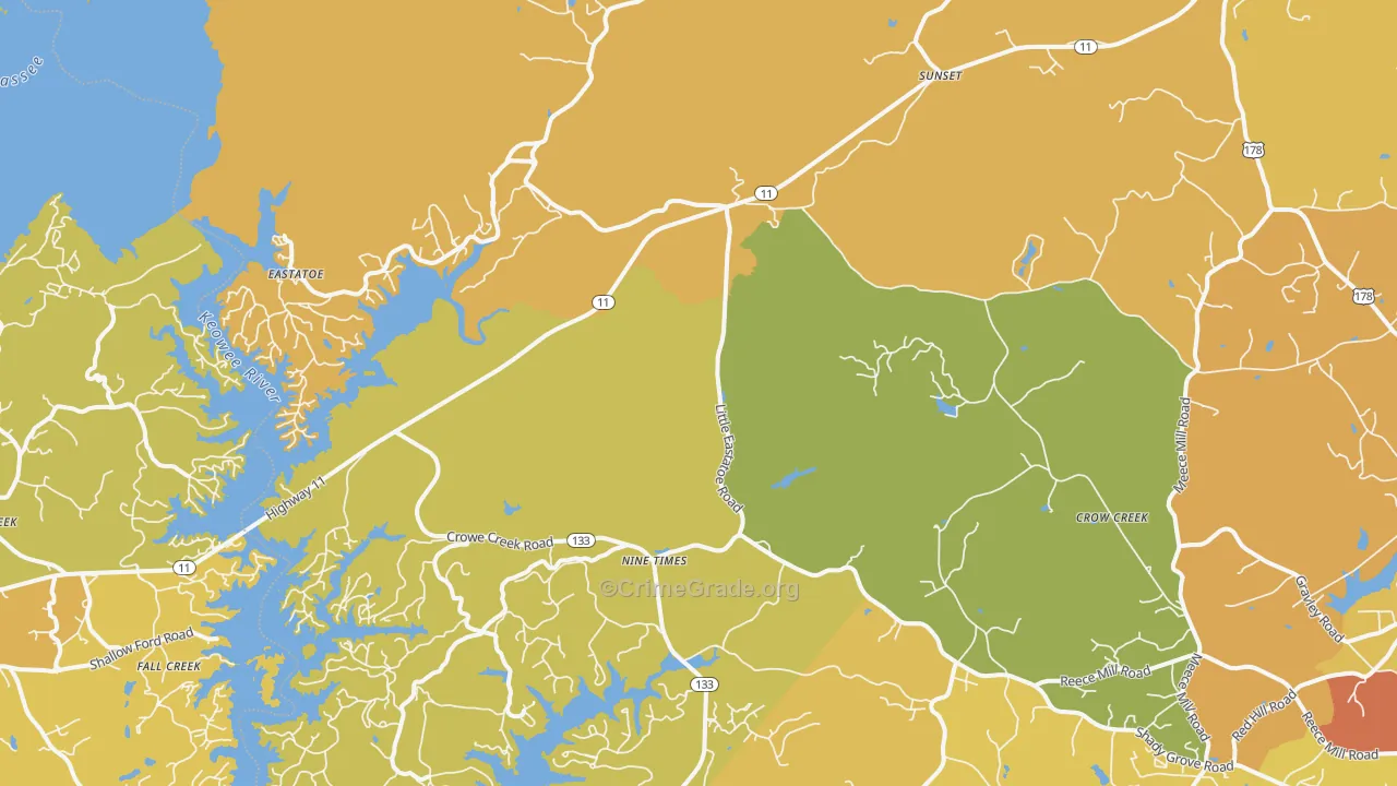 Sunset, SC Map of Burglary Rates