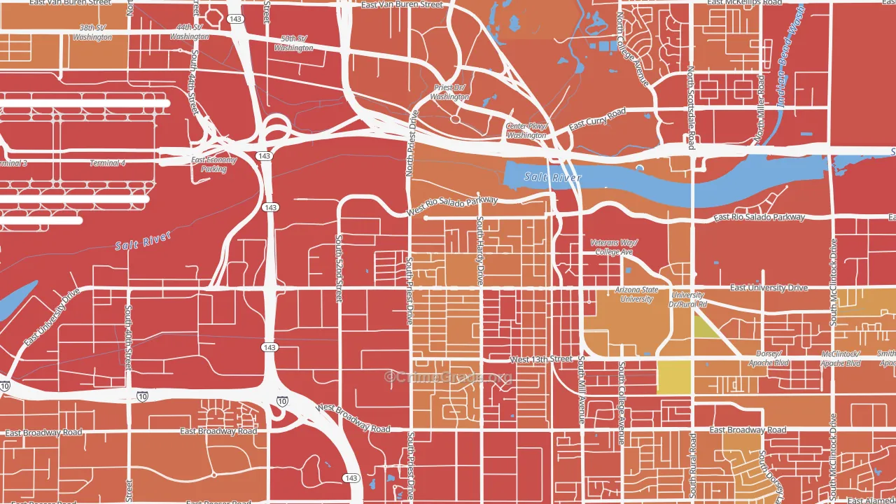 Sunset, Tempe, AZ Map of Burglary Rates