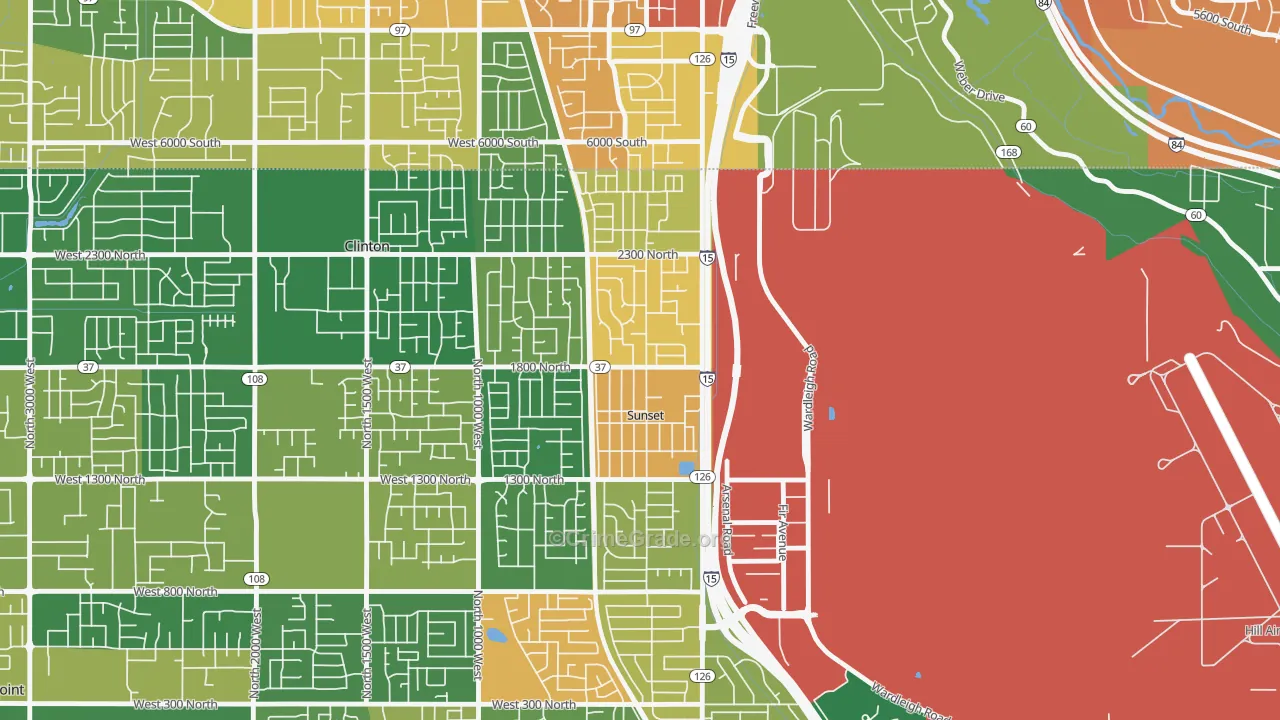 Sunset, UT Map of Burglary Rates
