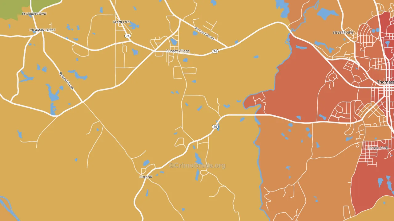 Sunset Village, GA Map of Burglary Rates