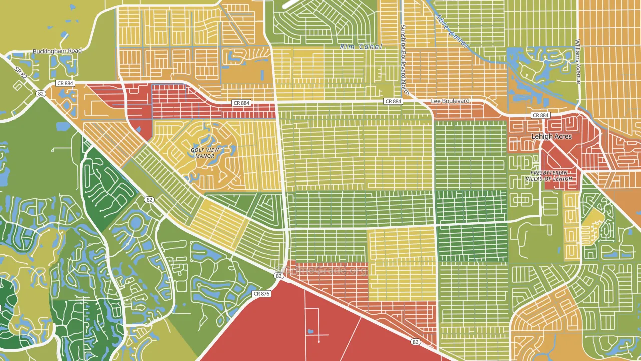 Sunshine, Lehigh Acres, FL Map of Burglary Rates