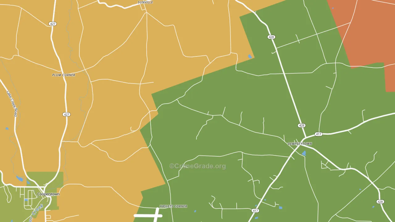 Sunville, PA Map of Burglary Rates