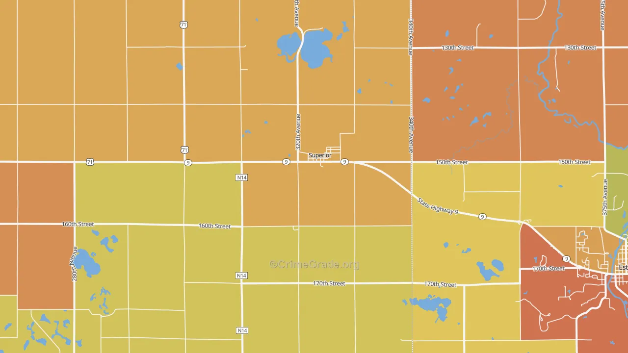 Superior, IA Map of Burglary Rates
