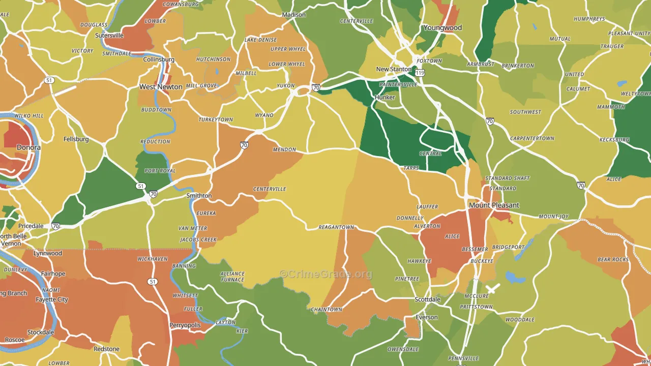 Superior, PA Map of Burglary Rates