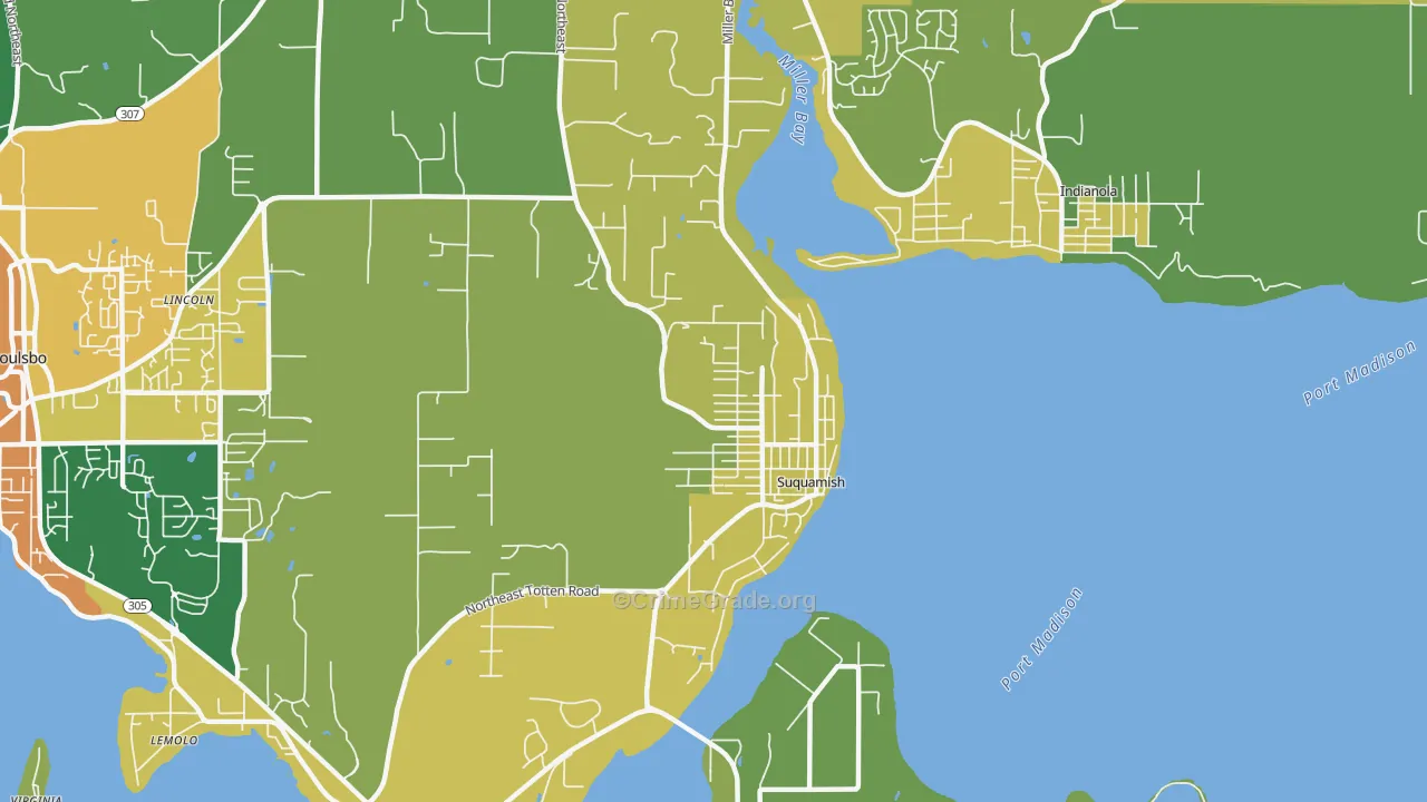 Suquamish, WA Map of Burglary Rates