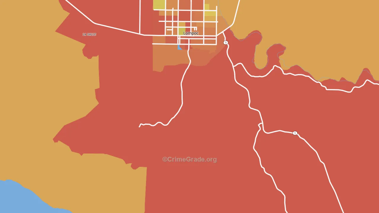 Surf, CA Map of Burglary Rates