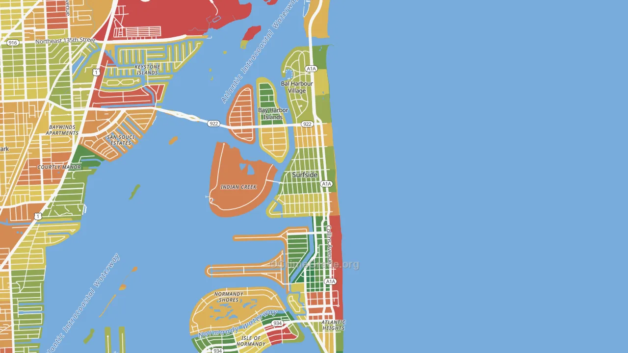 Surfside, FL Map of Burglary Rates