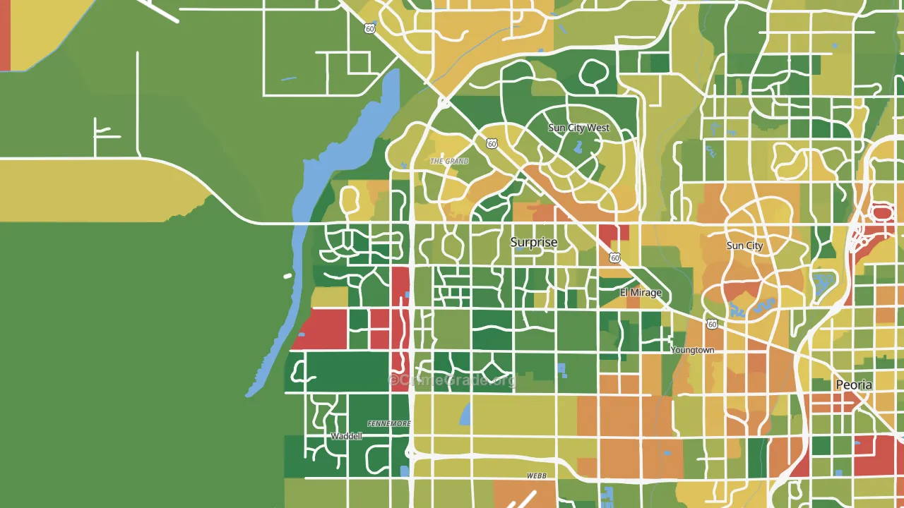 Surprise, AZ Map of Burglary Rates