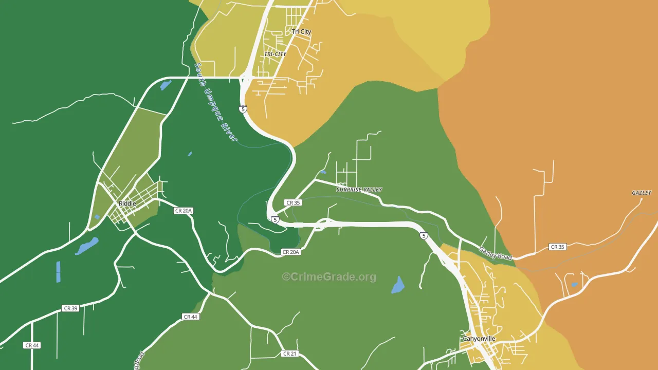 Surprise Valley, OR Map of Burglary Rates