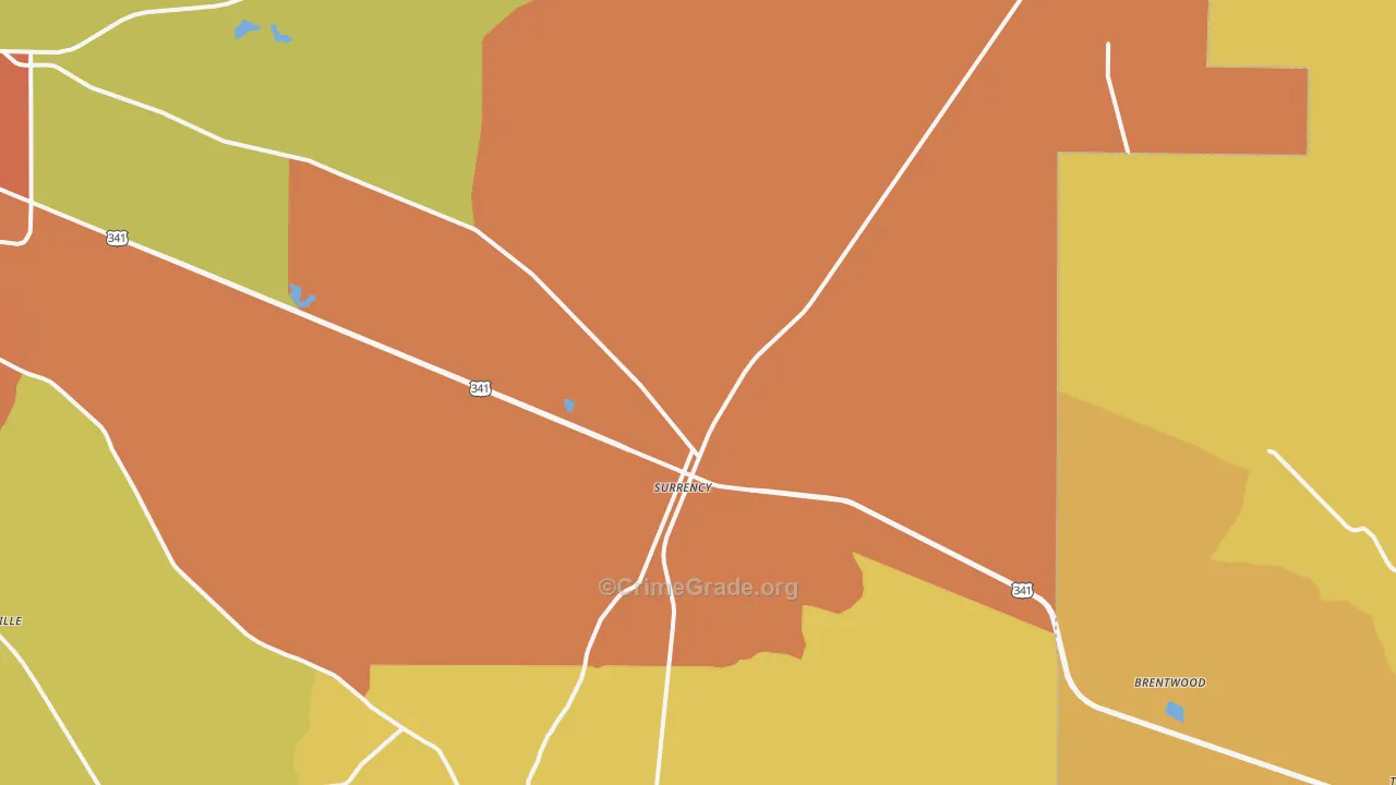 Surrency, GA Map of Burglary Rates