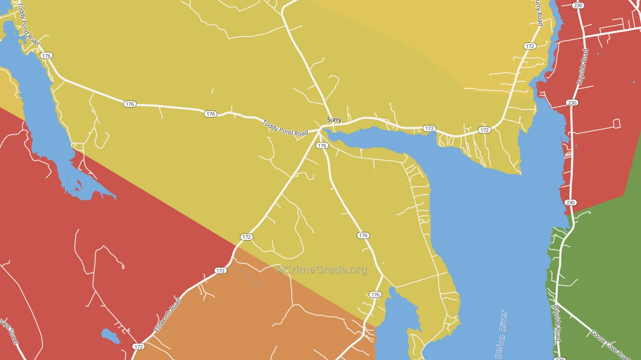 Surry, ME Map of Burglary Rates