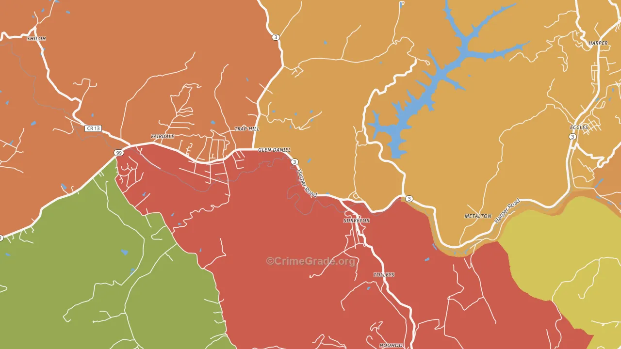 Surveyor, WV Map of Burglary Rates