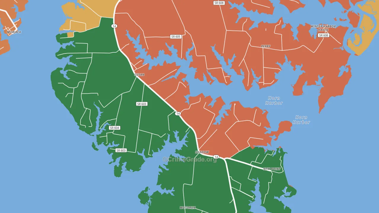 Susan, VA Map of Burglary Rates