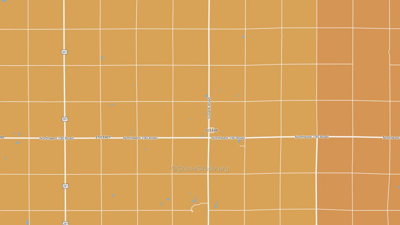 Susank, KS Map of Burglary Rates