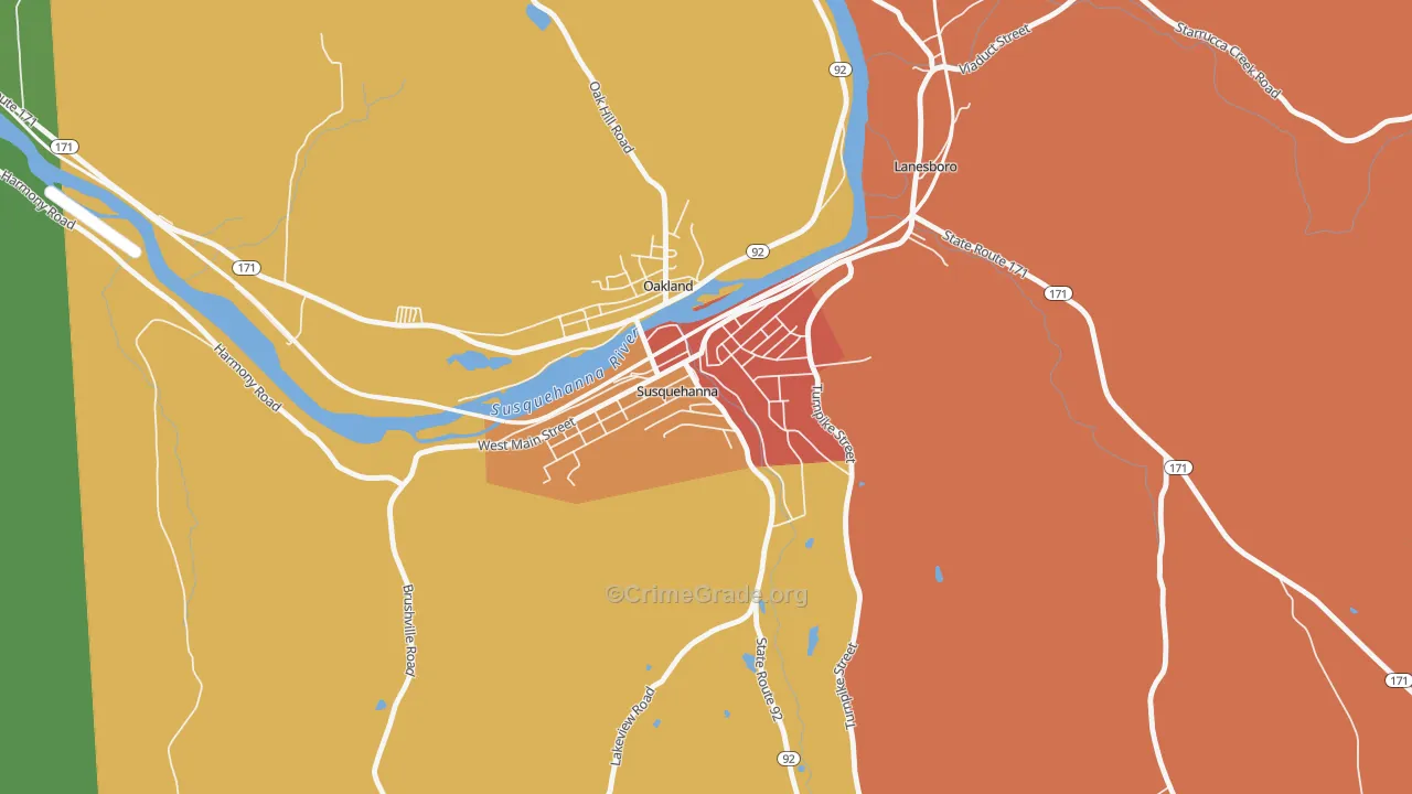 Susquehanna Depot, PA Map of Burglary Rates