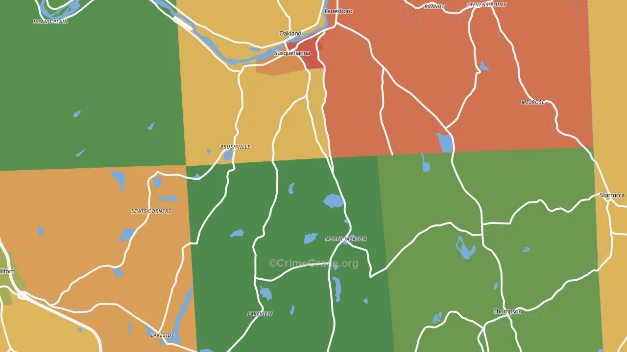 Susquehanna, PA Map of Burglary Rates