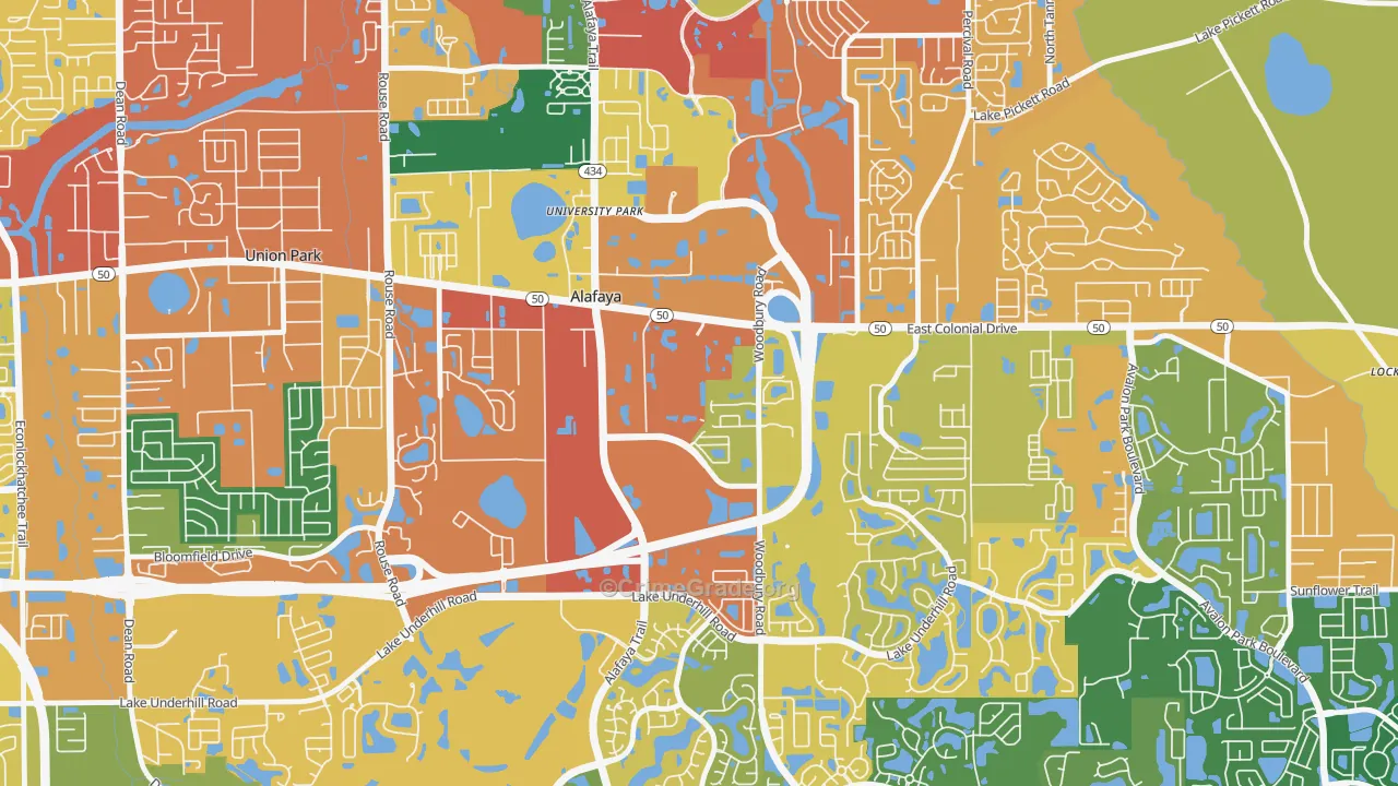 Sussex Place, Alafaya, FL Map of Burglary Rates