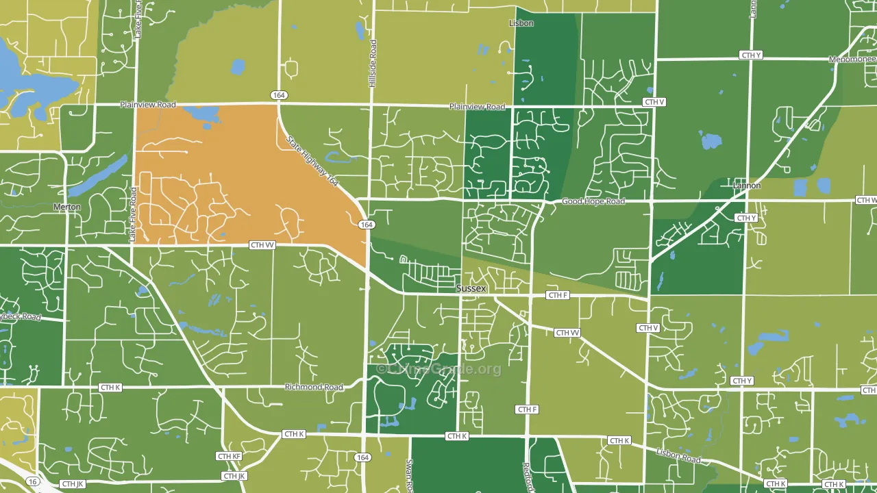 Sussex, WI Map of Burglary Rates