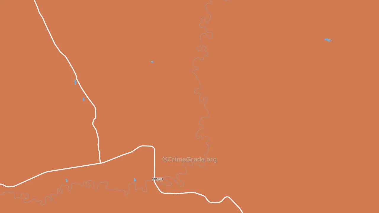 Sussex, WY Map of Burglary Rates