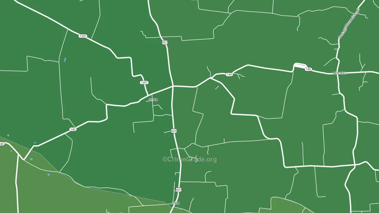 Sutherland, KY Map of Burglary Rates