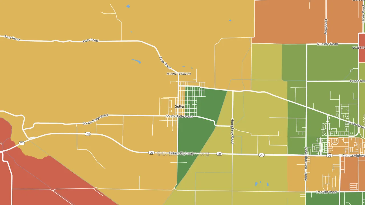 Sutter, CA Map of Burglary Rates