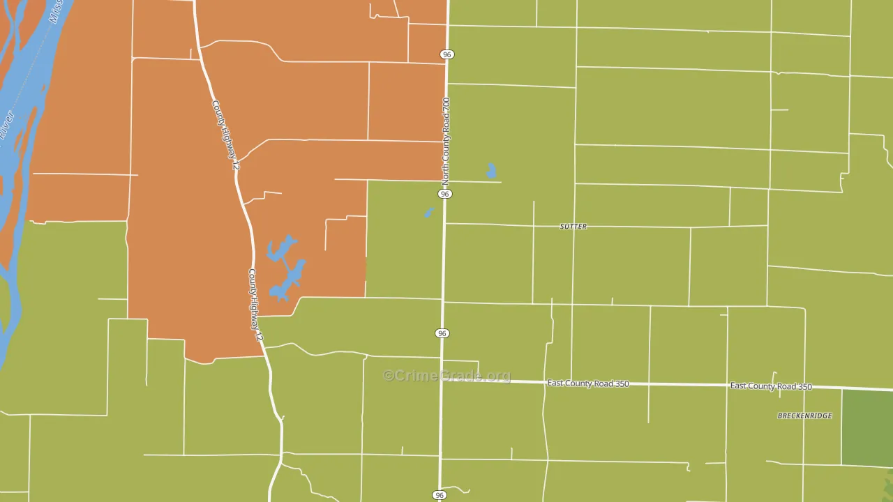 Sutter, IL Map of Burglary Rates