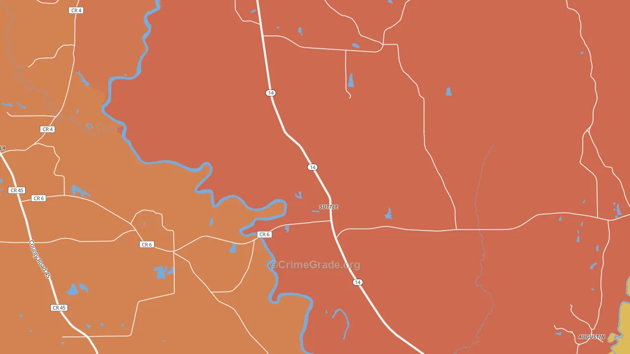 Suttle, AL Map of Burglary Rates