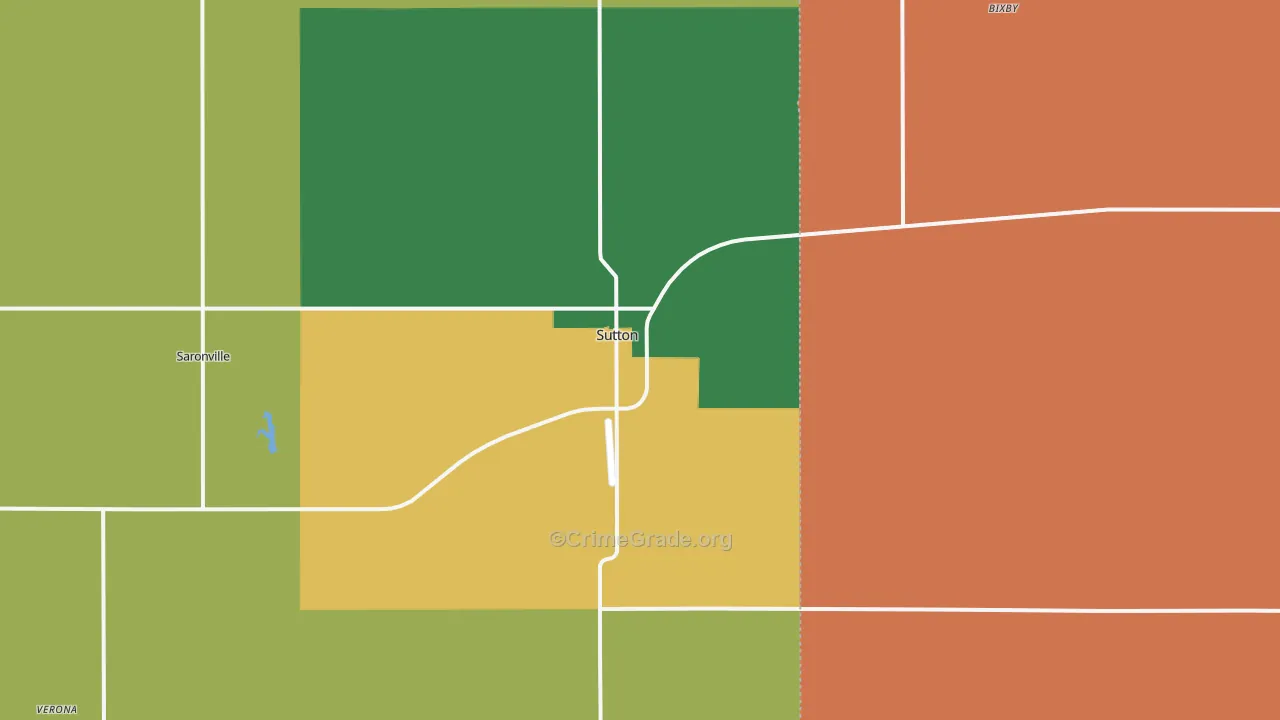 Sutton, NE Map of Burglary Rates
