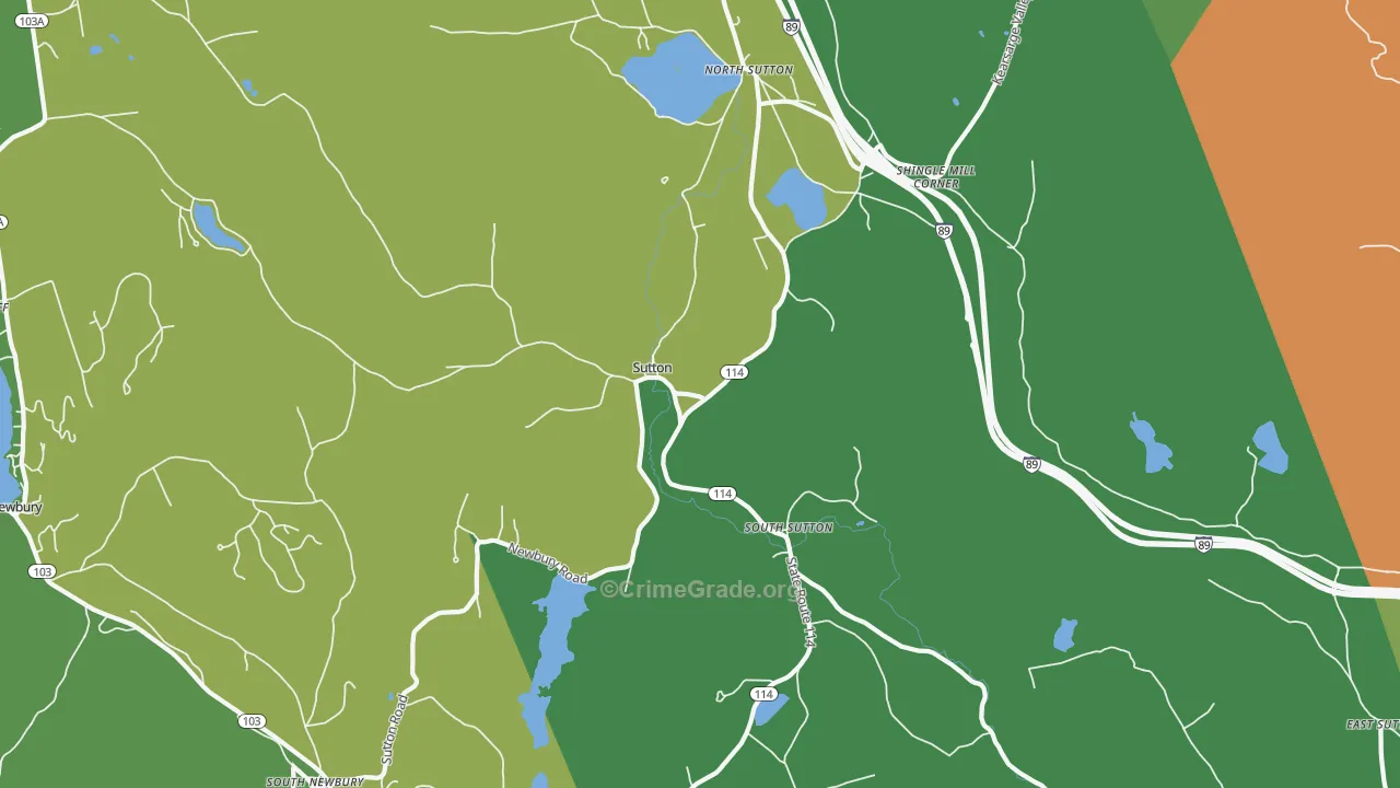 Sutton, NH Map of Burglary Rates