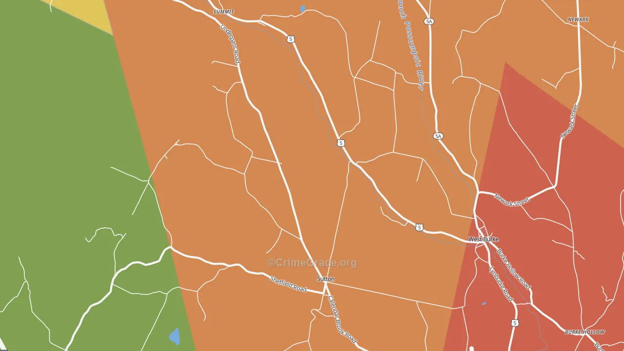 Sutton, VT Map of Burglary Rates