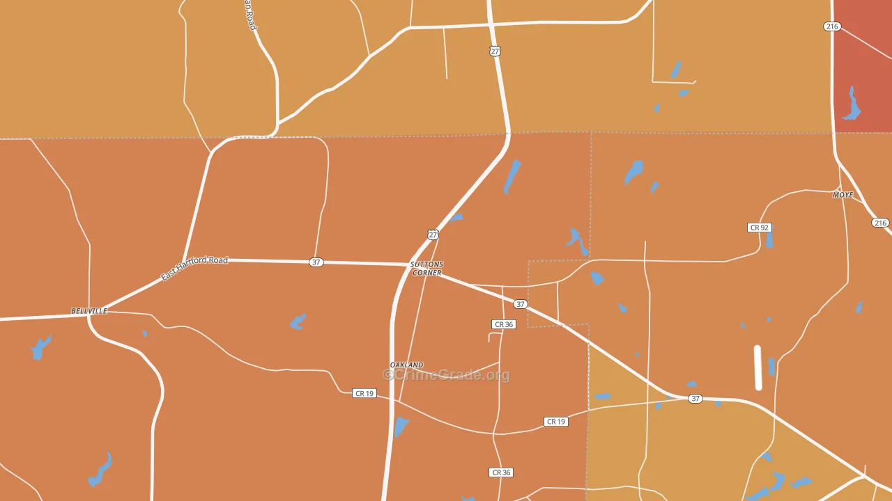 Suttons Corner, GA Map of Burglary Rates