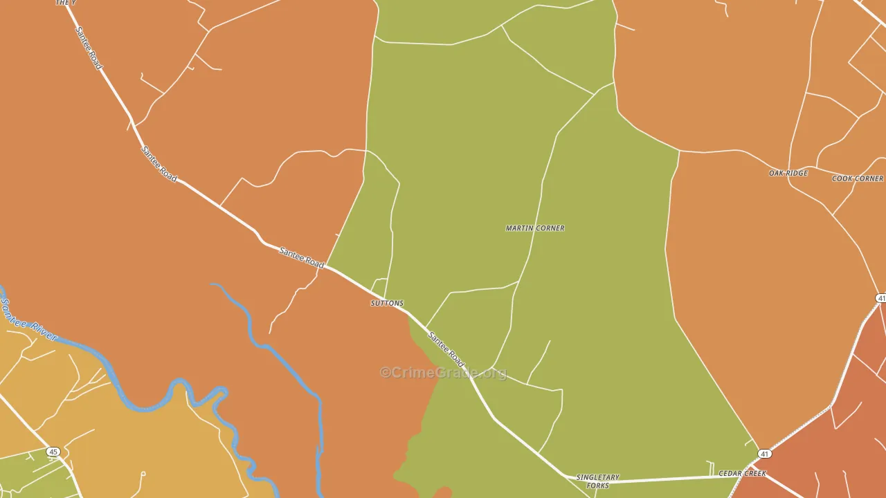 Suttons, SC Map of Burglary Rates
