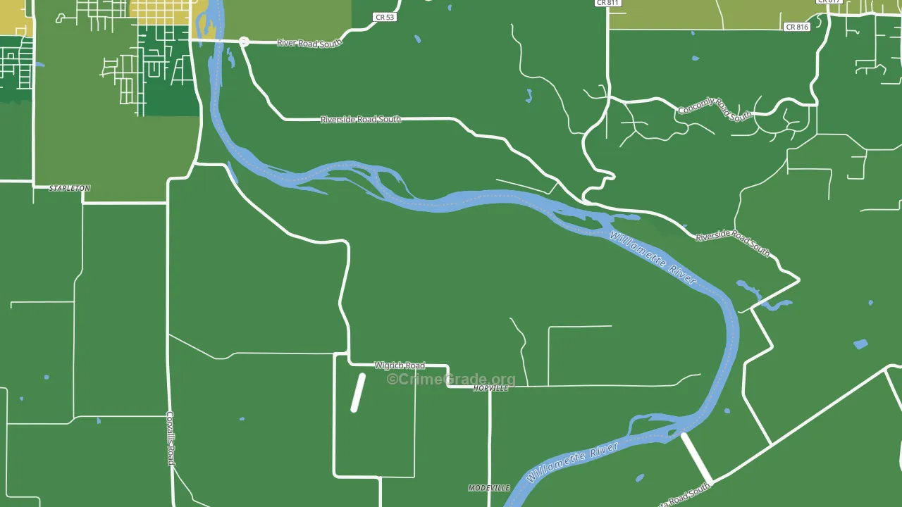 Suver, OR Map of Burglary Rates