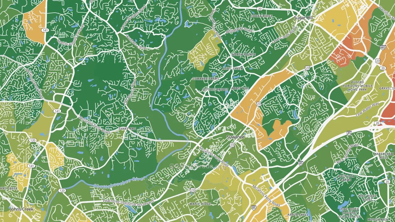 Suwanee, GA Map of Burglary Rates