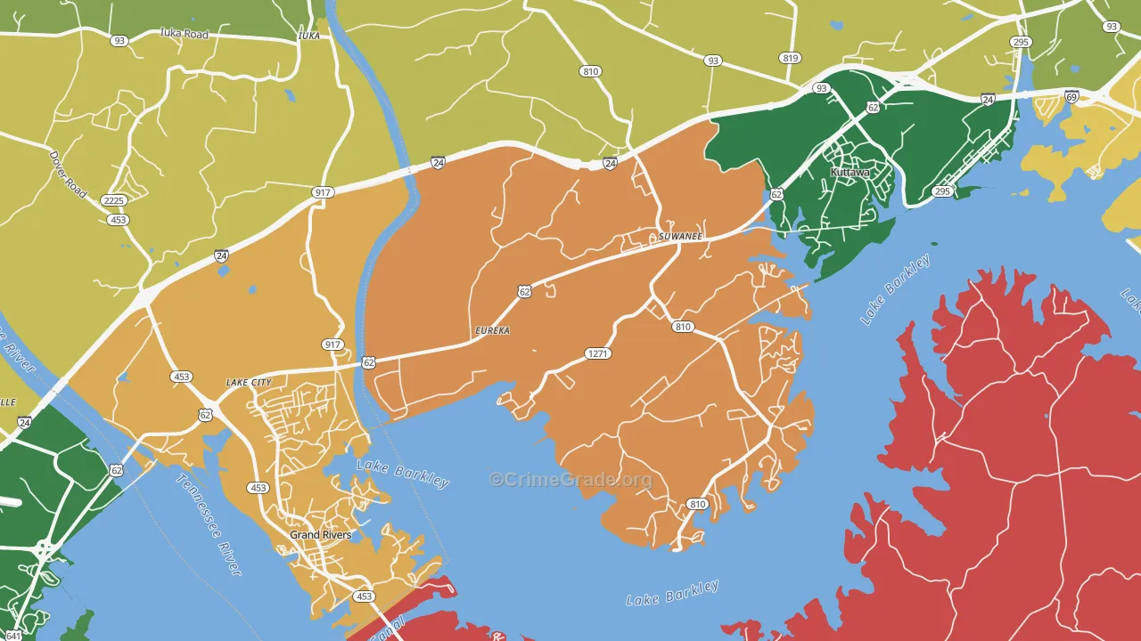 Suwanee, KY Map of Burglary Rates