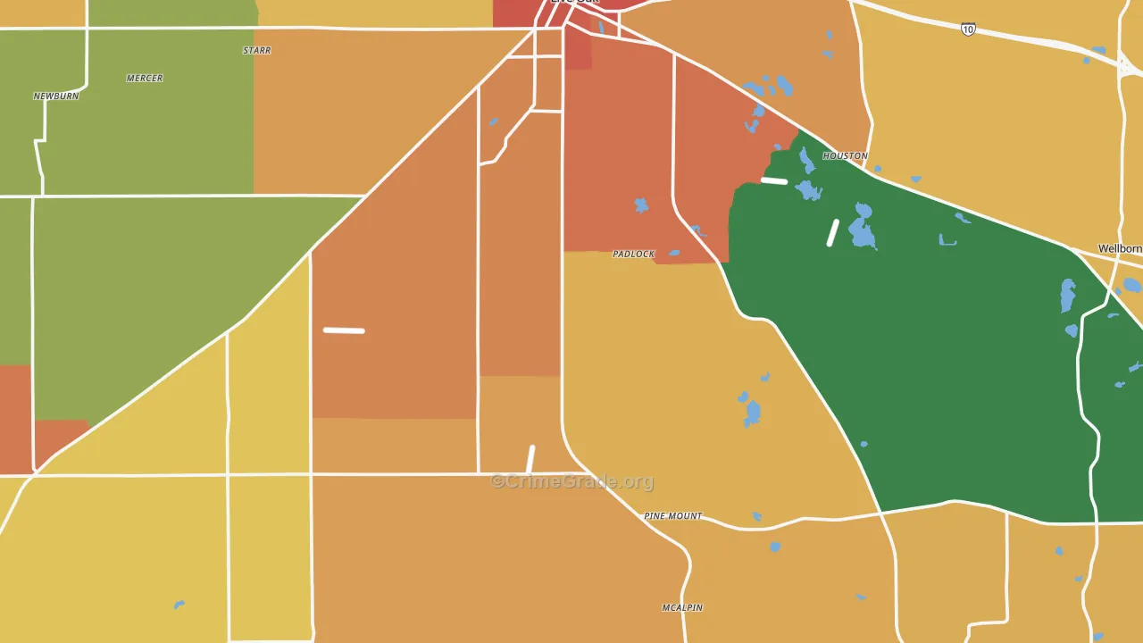 Suwannee County, FL Map of Burglary Rates