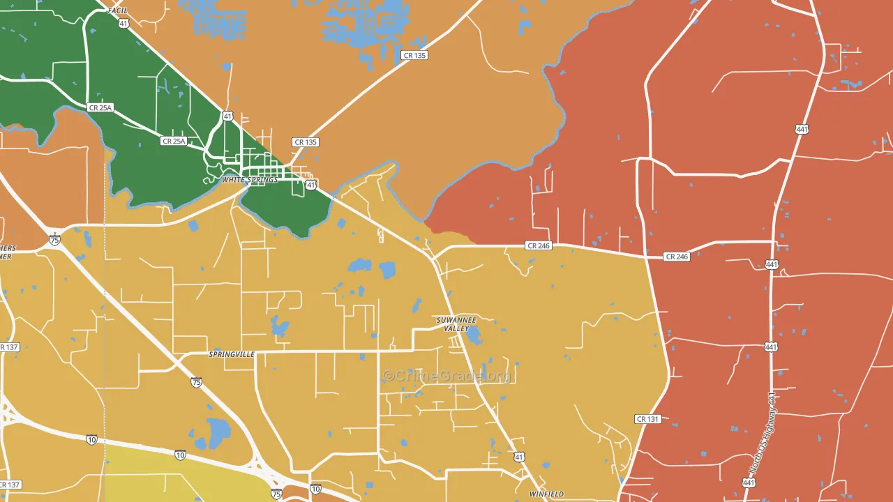 Suwannee Valley, FL Map of Burglary Rates