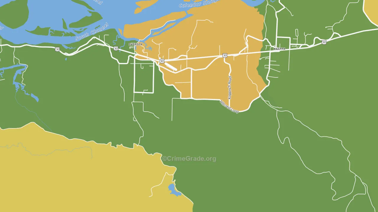 Svensen, OR Map of Burglary Rates