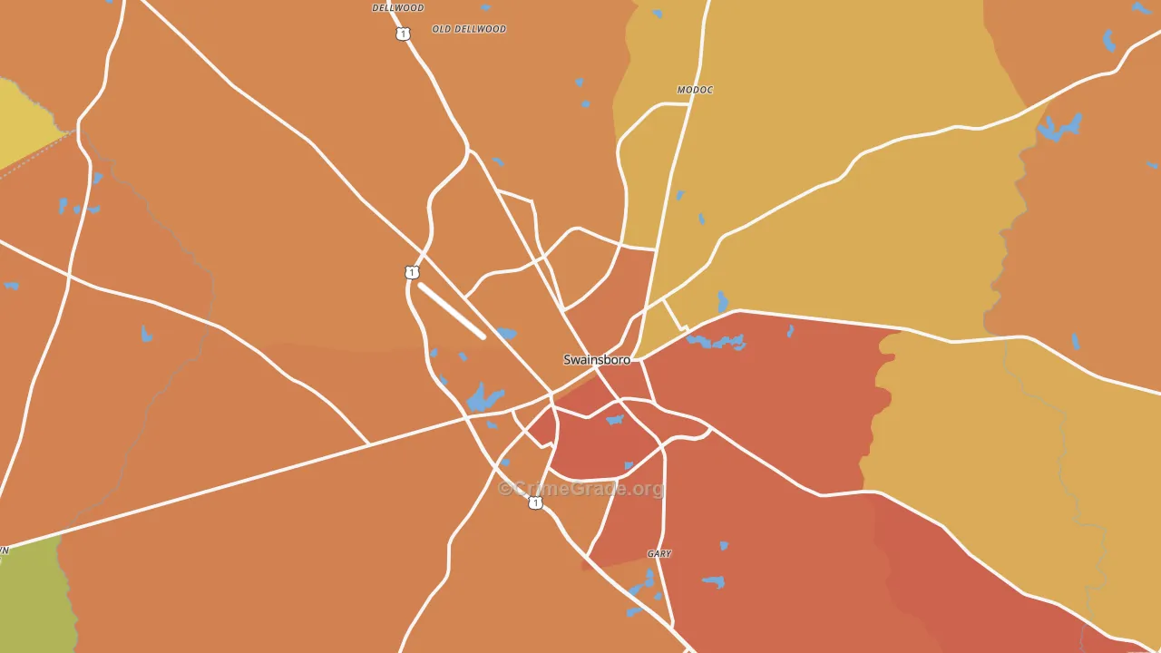 Swainsboro, GA Map of Burglary Rates