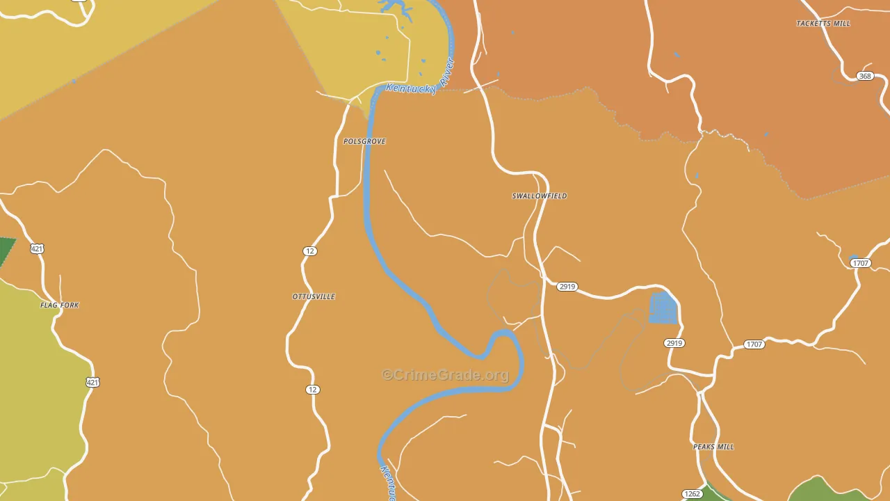 Swallowfield, KY Map of Burglary Rates