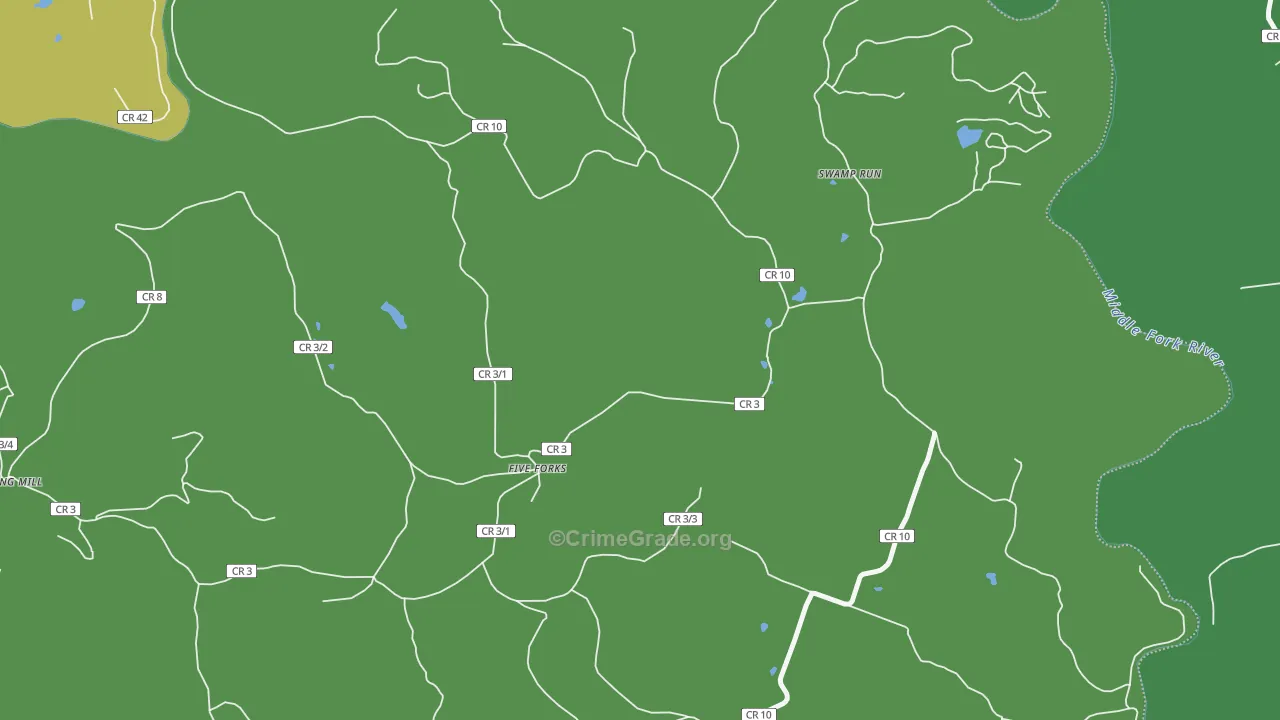 Swamp Run, WV Map of Burglary Rates