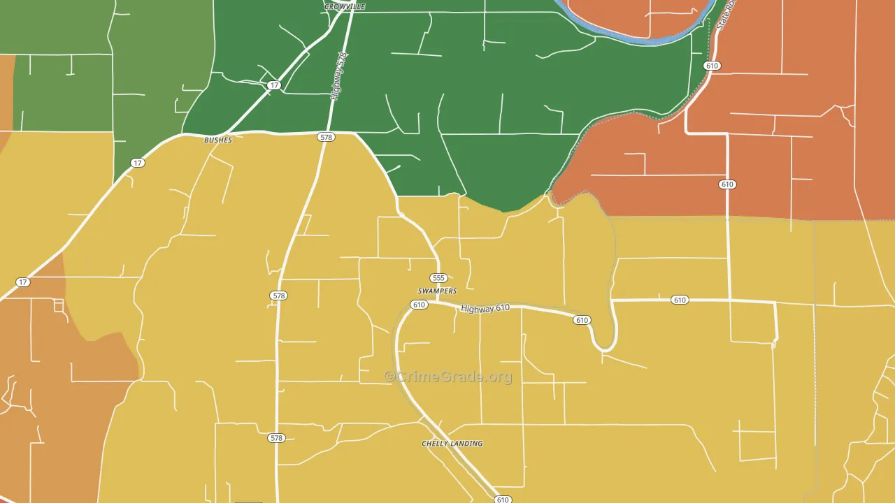 Swampers, LA Map of Burglary Rates