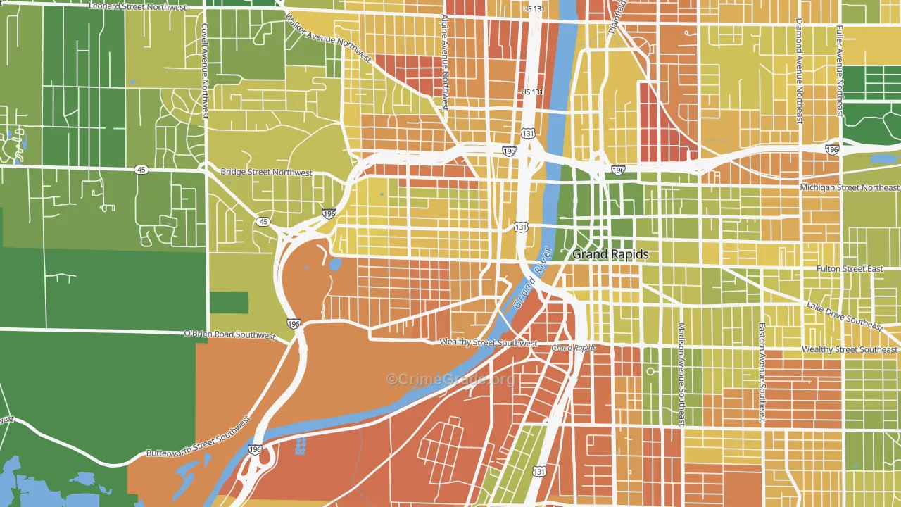 Swan, Grand Rapids, MI Map of Burglary Rates