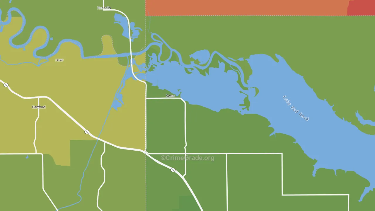 Swan, IA Map of Burglary Rates