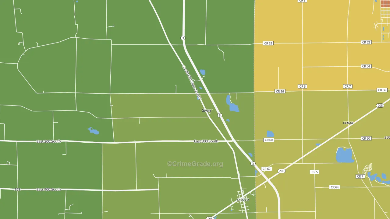 Swan, IN Map of Burglary Rates