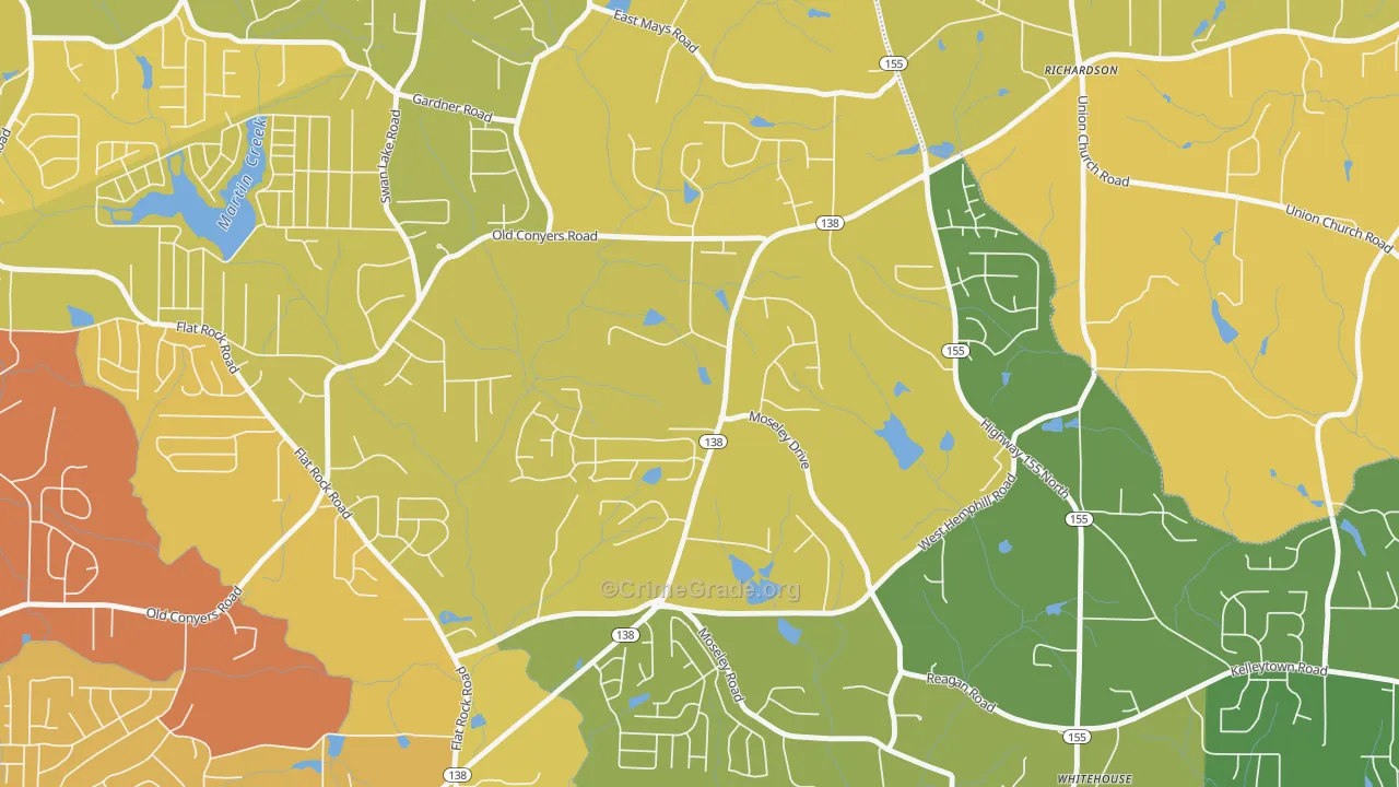 Swan Lake, GA Map of Burglary Rates
